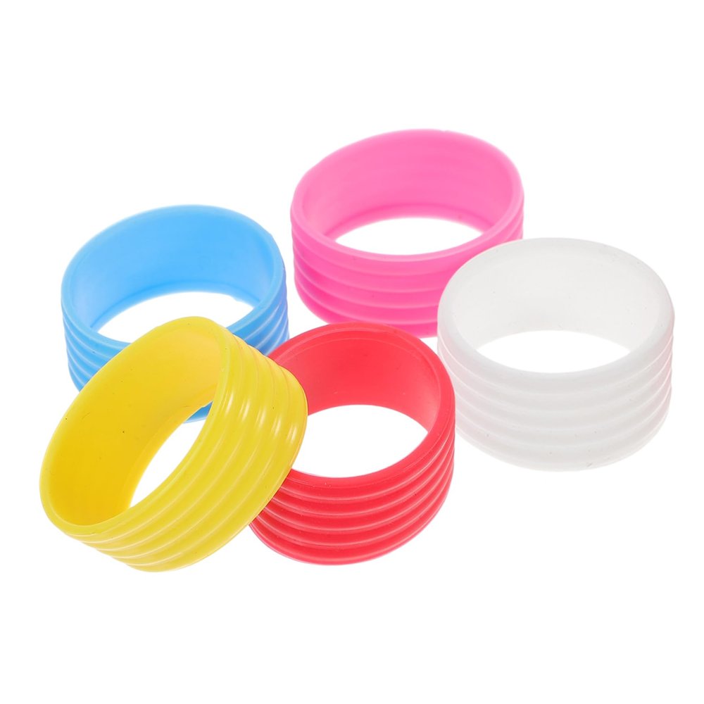 Happyyami 5pcs Sweat-Absorbing Silicone Racket Grip Bands for Tennis Squash Moisture Wicking Soft Overgrip Random Colors for Hot Weather and Enhanced Control