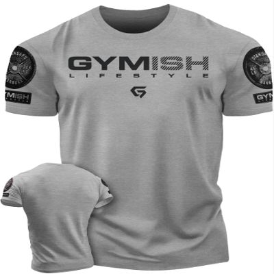 Gymish Lifestyle Gym Workout Shirts for Men Motivational Weight Lifting T-Shirt (SM, Grey Branded)