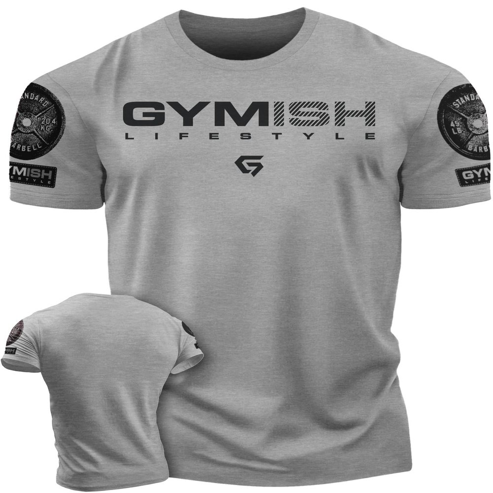 Gymish Lifestyle Gym Workout Shirts for Men Motivational Weight Lifting T-Shirt (SM, Grey Branded)