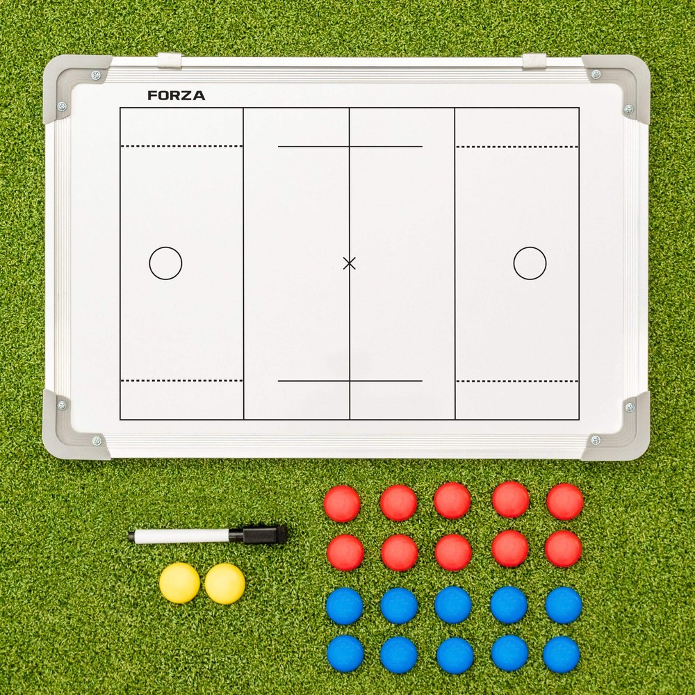 FORZA 18in x 12in Double-Sided Sports Coaching Whiteboard | 13 Sports Options - Magnetic Markers, Pen, and Eraser Included (Lacrosse, with Carry Bag)