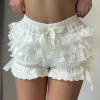 Womens Kawaii Skirt Y2k Lace Ruffle Shorts Frilly Shorts Kawaii Lolita Layered Bloomers Cute Mini Short Lace Skirt (Blue,L,Large) view 4