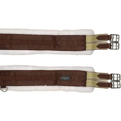 Ovation Fleece Lined Equalizer Nylon Girth for Horse with Center D-Ring & Stainless Steel Buckles, Brown, 34