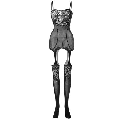Zzalalana Womens Sexy Lingerie with Garter Belt Underwire Bra and Panty Set Lace Strappy Exotic Lingerie Set Push Up Sluttly Underwear for Women Naughty for Sex Play A303 Black