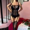 Zzalalana Womens Sexy Lingerie with Garter Belt Underwire Bra and Panty Set Lace Strappy Exotic Lingerie Set Push Up Sluttly Underwear for Women Naughty for Sex Play A303 Black view 3