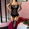 Zzalalana Womens Sexy Lingerie with Garter Belt Underwire Bra and Panty Set Lace Strappy Exotic Lingerie Set Push Up Sluttly Underwear for Women Naughty for Sex Play A303 Black view 4