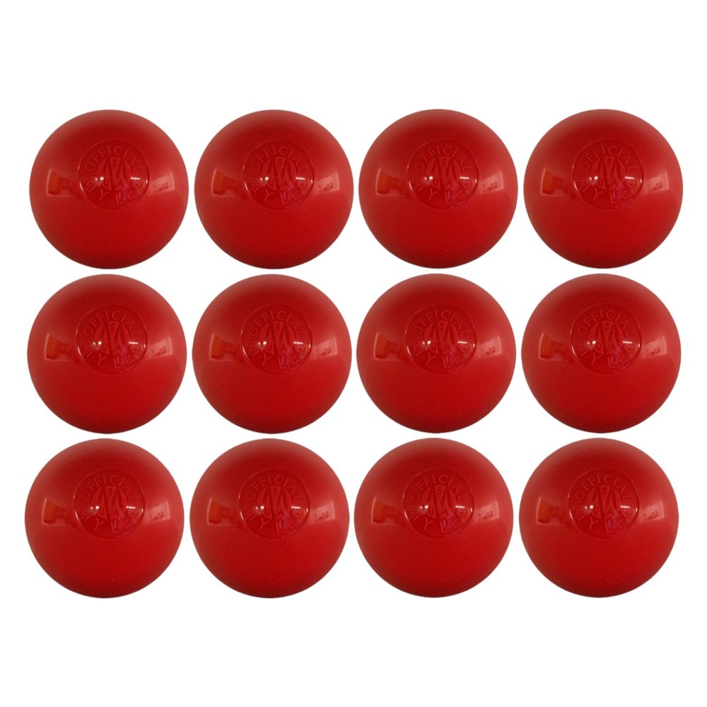 Mylec Street Hockey Balls, No-Bounce Hockey Balls, Perfect for Play at 75 Degrees F and up, Durable Construction, Stree & Roller Hockey Ball for Outdoor Play - Red 12 Pack