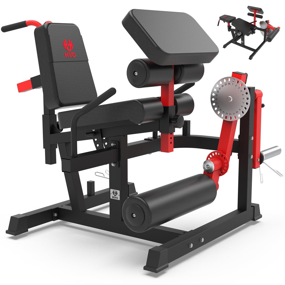 HVO Leg Curl Machine Extension - Leg Extension Machine Workout for Home Gym Fitness Equipment Commercial Grade Seated Lying Hamstring Curl Adjustable Bicep Preacher Curl Pad