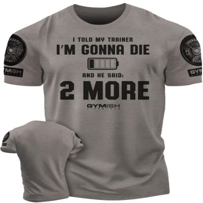 2 More Workout Shirts for Men, Motivational T-Shirt for Gym (LG, 2 More WarmGrey Branded)