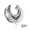 Pierced Owl 316L Stainless Steel Shield Filigree Saddle Tunnels, Sold as a Pair (Silver Tone, 16mm (5/8")) view 2