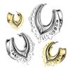 Pierced Owl 316L Stainless Steel Shield Filigree Saddle Tunnels, Sold as a Pair (Silver Tone, 16mm (5/8")) view 4