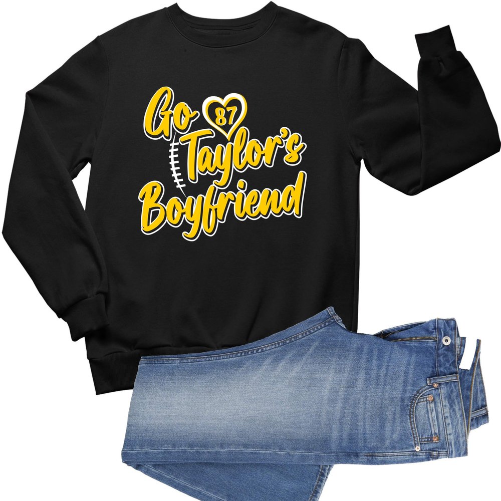 5X-Large Black Mens Script Go Taylor's Boyfriend Sweatshirt Crewneck