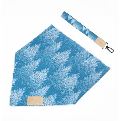 Thoughtful Gift Idea for Dog Owners - Dog Bandana and Matching Wristlet Keychain Set - Colorful, Premium Bandana and Engraved Wristlet Keychain - Dog Mom Set (S, Siberian Spruce)