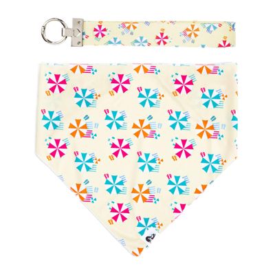 Thoughtful Gift Idea for Dog Owners - Dog Bandana and Matching Wristlet Keychain Set - Colorful, Premium Bandana and Engraved Wristlet Keychain - Dog Mom Set (S, Sun and Shade)