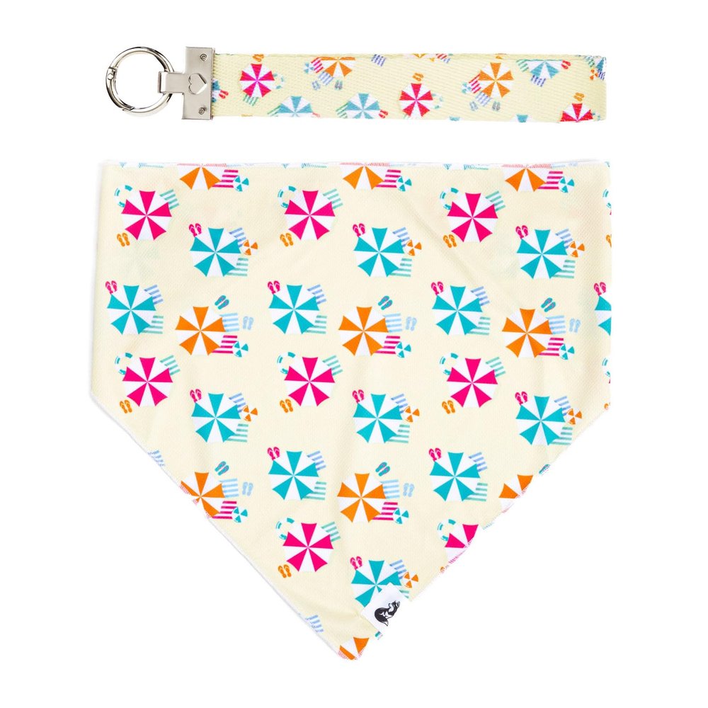 Thoughtful Gift Idea for Dog Owners - Dog Bandana and Matching Wristlet Keychain Set - Colorful, Premium Bandana and Engraved Wristlet Keychain - Dog Mom Set (S, Sun and Shade)
