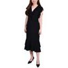 NY Collection Petite Flutter Sleeve Ruffle Midi Dress Black PL view 1