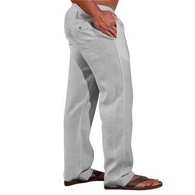 Mens Linen Harem Pants Cottton Casual Loose Fit Beach Drawstring Elastic Waist Yoga Trousers Lightweight Work Hiking Pants Loose Fit Summer Clothes Grey