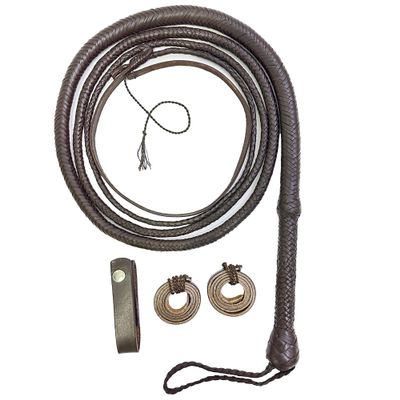 Strength Zones Genuine Cowhide Leather Performance Whip for Stage, Sound Effects & Costume Accessory (Brown, 10 Feet)