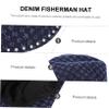 PACKOVE Denim Bucket Hat for Women Cozy Fisherman Hat Wide Brim Unique Sun Headwear for Fishing Hiking and Beach Activities view 2
