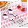 BCOATH 4pcs Portable Stainless Steel Camping Cutlery Foldable Spork Spoon for Outdoor Use Lightweight Stainless Steel for Travel and Picnics view 2