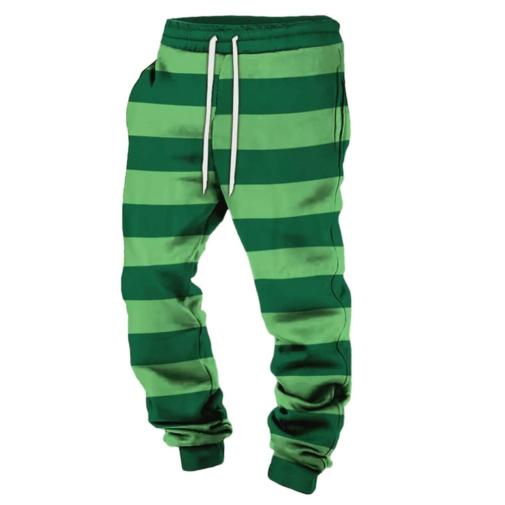 Men's St. Patrick's Day Lucky Shamrock Sweatpants Athletic Pants Traning Track Pants Joggers Athletic Fitness Fashion Urban Lifestyle Streetwear Bottoms for Men Soccer, Running Yellow