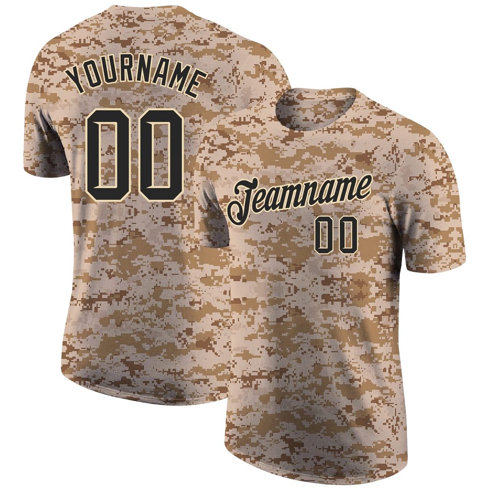 Customized Camo Baseball T Shirts Personalized Round Neck Team Jersey Sports Uniforms with Name & Number Printed for Men/Women/Youth