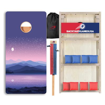 CornholeGamesUSA Pro Cornhole Boards Set | Made in USA | 3/4 Baltic Birch | No Bounce | Triple Thick Legs | Two Brace & Handles, Tournament 2x4 Regulation Set with Score Tower & Cornhole Bags