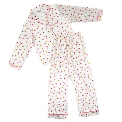 Bella Sleep + Spa Satin Pajamas for Women - 2-Piece Long Sleeve Full Length Luxury Pajama Set, Medium, Confetti