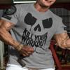 KillWorkout Shirts for Men, Funny Workout Gym Shirt Lifting T-Shirt (LG, KillWorkout Skull Grey Branded) view 2