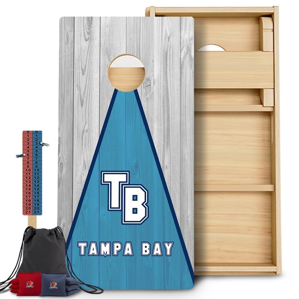 CornholeGamesUSA Pro Cornhole Boards Set | Made in USA | 3/4 Baltic Birch | No Bounce | Triple Thick Legs | Two Brace & Handles, Tournament 2x4 Regulation Set with Score Tower & Cornhole Bags