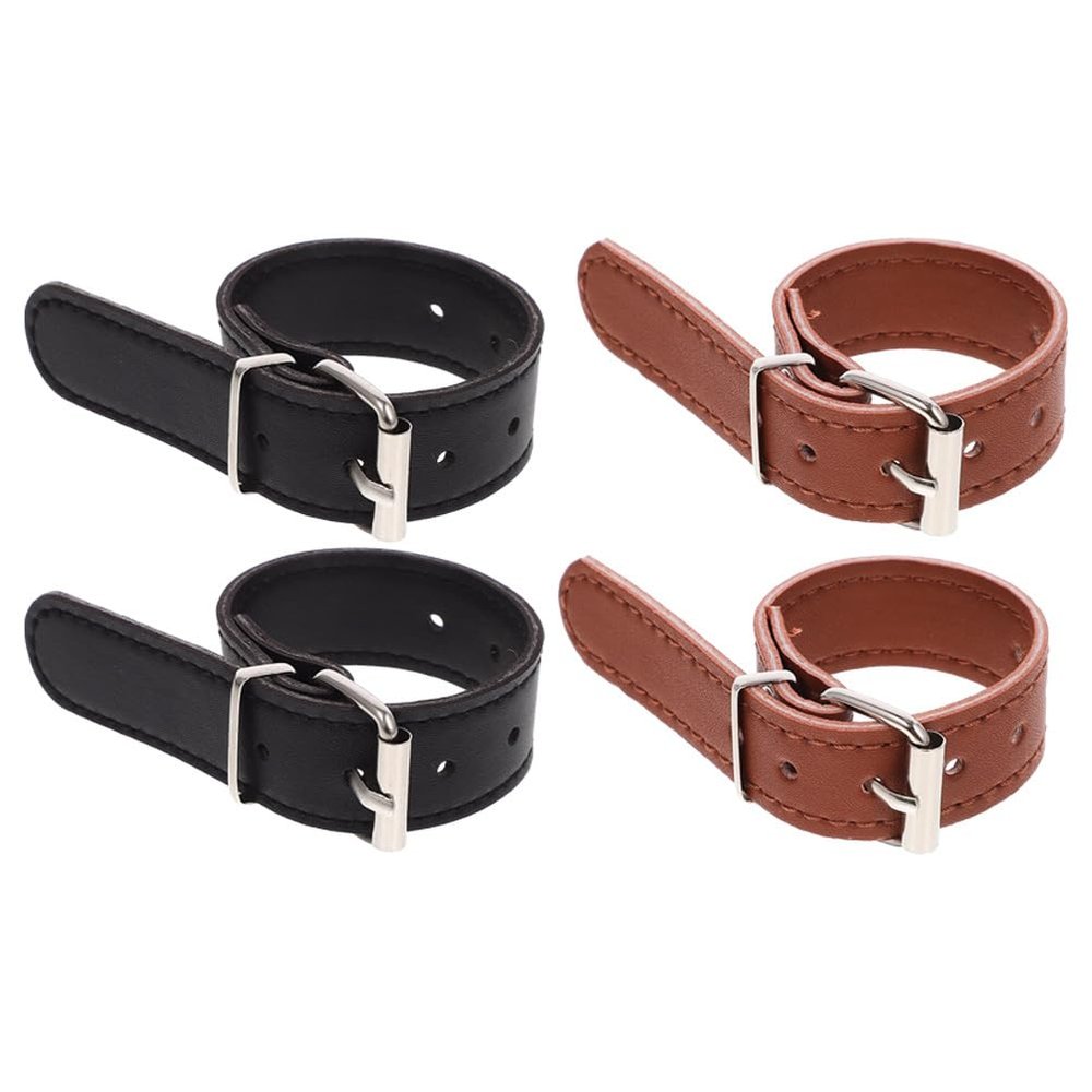 BESPORTBLE Bicycle Basket Straps Set 2 Pairs Pu Aluminum Alloy Front Basket Fastening Straps Universal Basket Front Straps