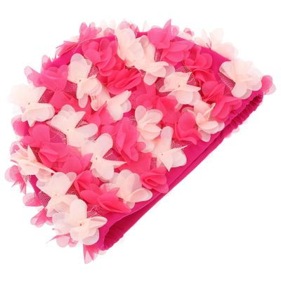 Milisten Retro Floral Petals Swimming Hat for Women Elegant Bathing Cap for Hair Comfortable Stylish Shower Hat for Use Blush