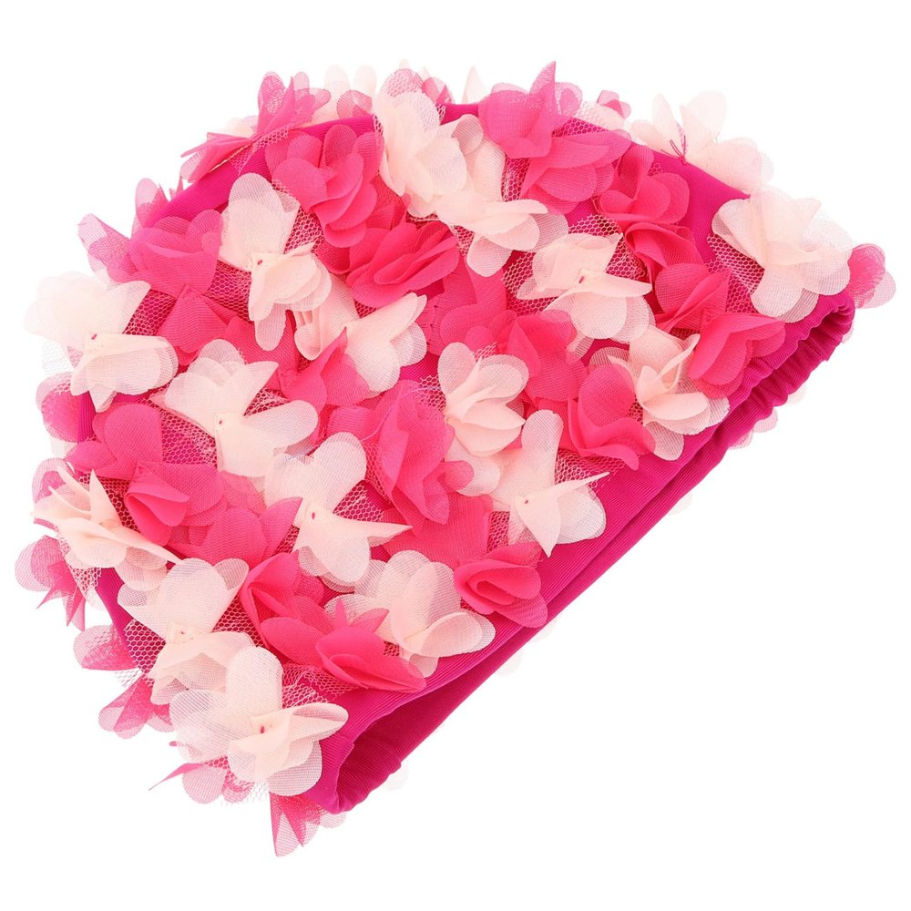 Milisten Retro Floral Petals Swimming Hat for Women Elegant Bathing Cap for Hair Comfortable Stylish Shower Hat for Use Blush