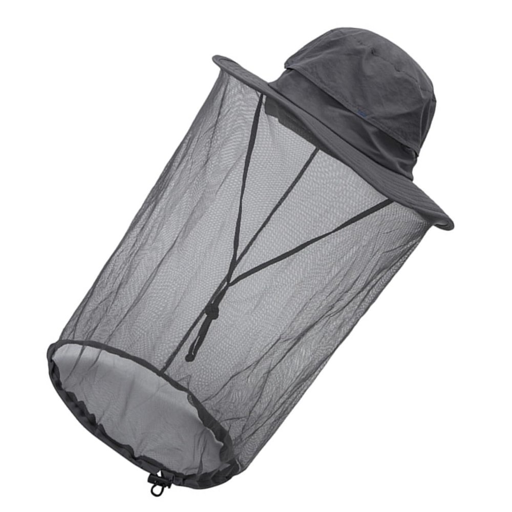 BESPORTBLE Sun Protection Hat Netting Sunshade Face Covering Net Uv Fisherman Hat for Outdoor Sports Dark Grey