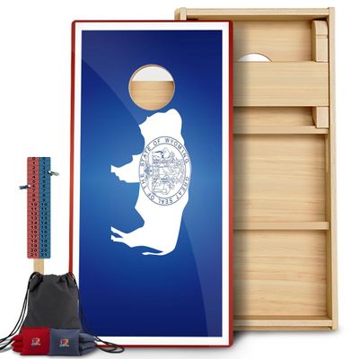 CornholeGamesUSA Pro Cornhole Boards Set | Made in USA | 3/4 Baltic Birch | No Bounce | Triple Thick Legs | Two Brace & Handles, Tournament 2x4 Regulation Set with Score Tower & Cornhole Bags