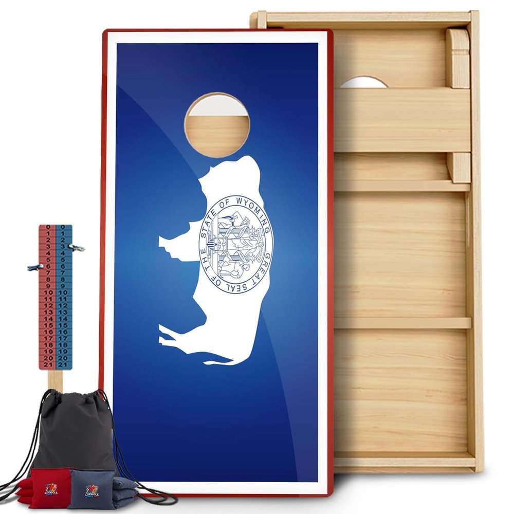 CornholeGamesUSA Pro Cornhole Boards Set | Made in USA | 3/4 Baltic Birch | No Bounce | Triple Thick Legs | Two Brace & Handles, Tournament 2x4 Regulation Set with Score Tower & Cornhole Bags