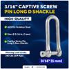 Five Oceans 3/16" Captive Screw Pin Long D Shackle, Stainless Steel- FO3679 view 2