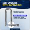 Five Oceans 3/16" Captive Screw Pin Long D Shackle, Stainless Steel- FO3679 view 3