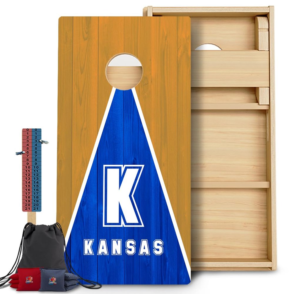 CornholeGamesUSA Pro Cornhole Boards Set | Made in USA | 3/4 Baltic Birch | No Bounce | Triple Thick Legs | Two Brace & Handles, Tournament 2x4 Regulation Set with Score Tower & Cornhole Bags