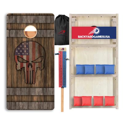 CornholeGamesUSA Pro Cornhole Boards Set | Made in USA | 3/4 Baltic Birch | No Bounce | Triple Thick Legs | Two Brace & Handles, Tournament 2x4 Regulation Set with Score Tower & Cornhole Bags
