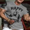 Gymish Lifestyle Happy Hour Deadlift Work Out T-Shirt, Weightlifting Gym Shirts (XL, Happy Hour Grey Branded) view 2