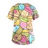 Cute Cartoon Print Women's Scrub Tops with Designs Stretchy Plus Size Nursing Uniforms Scrubs Shirts with Pockets view 2
