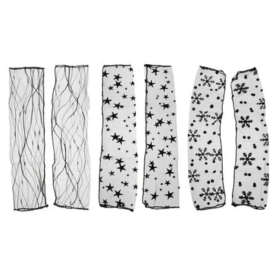 SUPVOX Women Lace Sunscreen Sleeves 3 Pairs Fingerless Arm Covers Uv Protection Breathable Cooling Lightweight for Outdoor Activities
