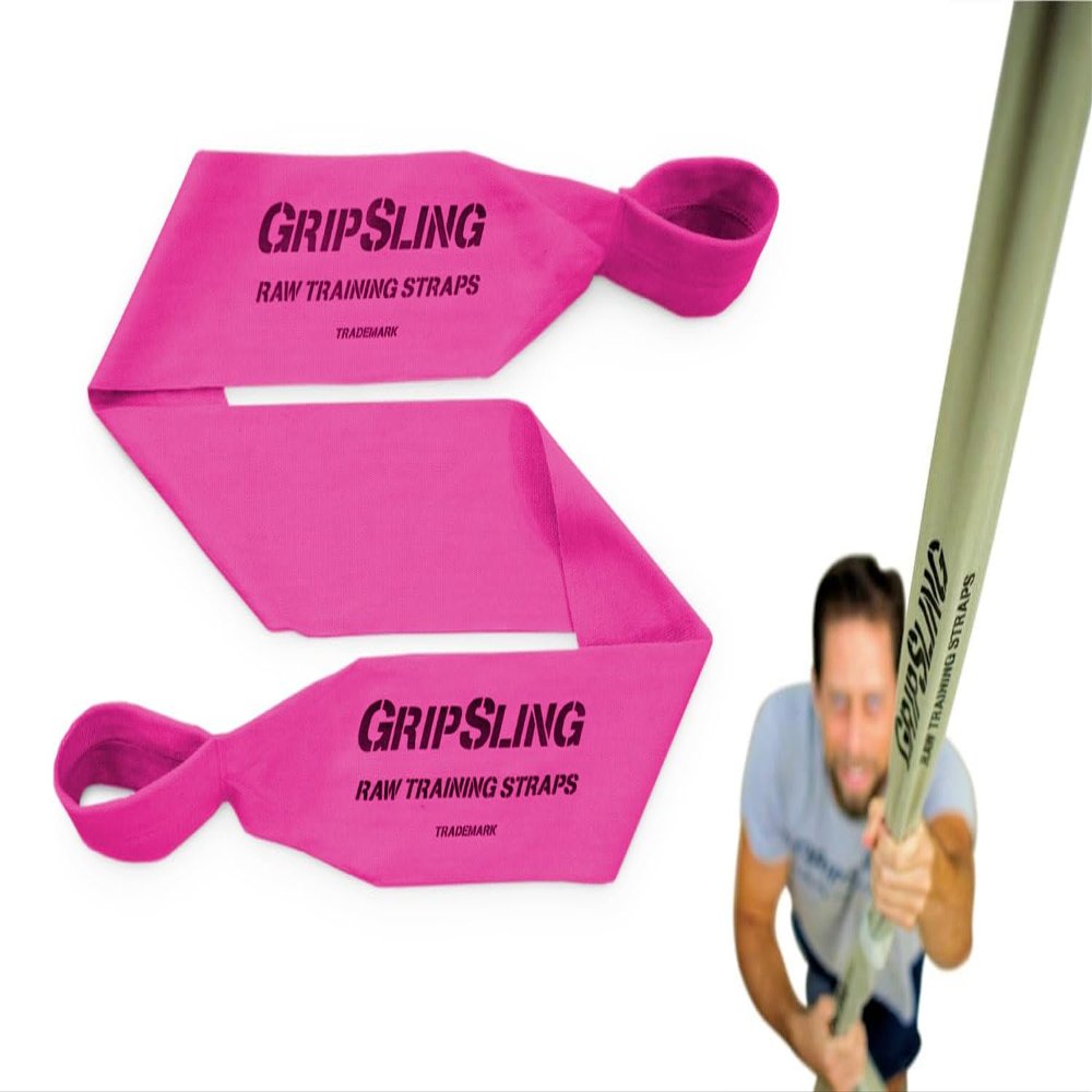 GripSling Raw Training Straps for Fitness, Strength Training and Calisthenics Exercise - Use at the Gym, for Traveling, and Outdoor Workouts - XL Strap Only (Hot Pink)