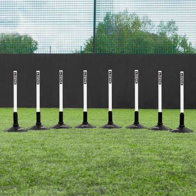 FORZA Slalom Agility Poles | Improve Endurance, Speed & Footwork | Color, Size & Rubber Base Options Available (1.5ft, White, with Bases)