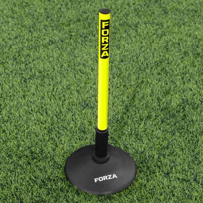 FORZA Slalom Agility Poles | Improve Endurance, Speed & Footwork | Color, Size & Rubber Base Options Available (1.5ft, Yellow, with Bases)