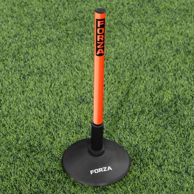 FORZA Slalom Agility Poles | Improve Endurance, Speed & Footwork | Color, Size & Rubber Base Options Available (1.5ft (1in Thickness), Orange, with Bases)