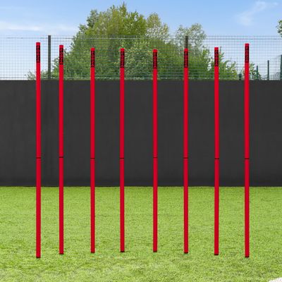 FORZA Slalom Agility Poles | Improve Endurance, Speed & Footwork | Color, Size & Rubber Base Options Available (6ft, Red, Without Bases)