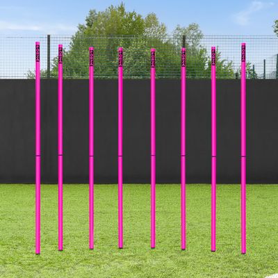 FORZA Slalom Agility Poles | Improve Endurance, Speed & Footwork | Color, Size & Rubber Base Options Available (6ft, Pink, Without Bases)