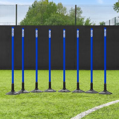 FORZA Slalom Agility Poles | Improve Endurance, Speed & Footwork | Color, Size & Rubber Base Options Available (3ft, Electric Blue, with Bases)