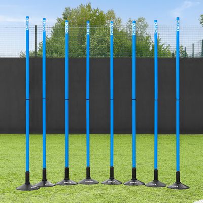FORZA Slalom Agility Poles | Improve Endurance, Speed & Footwork | Color, Size & Rubber Base Options Available (6ft, Sky Blue, with Bases)